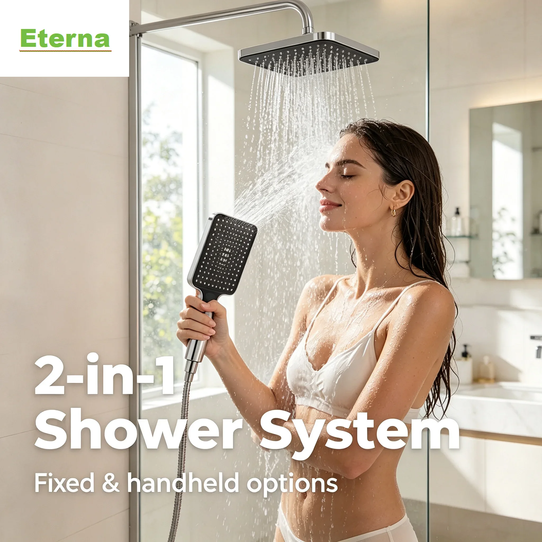 High Pressure Shower Head Handheld - Modern Luxury Powerful Rainfall Shower System