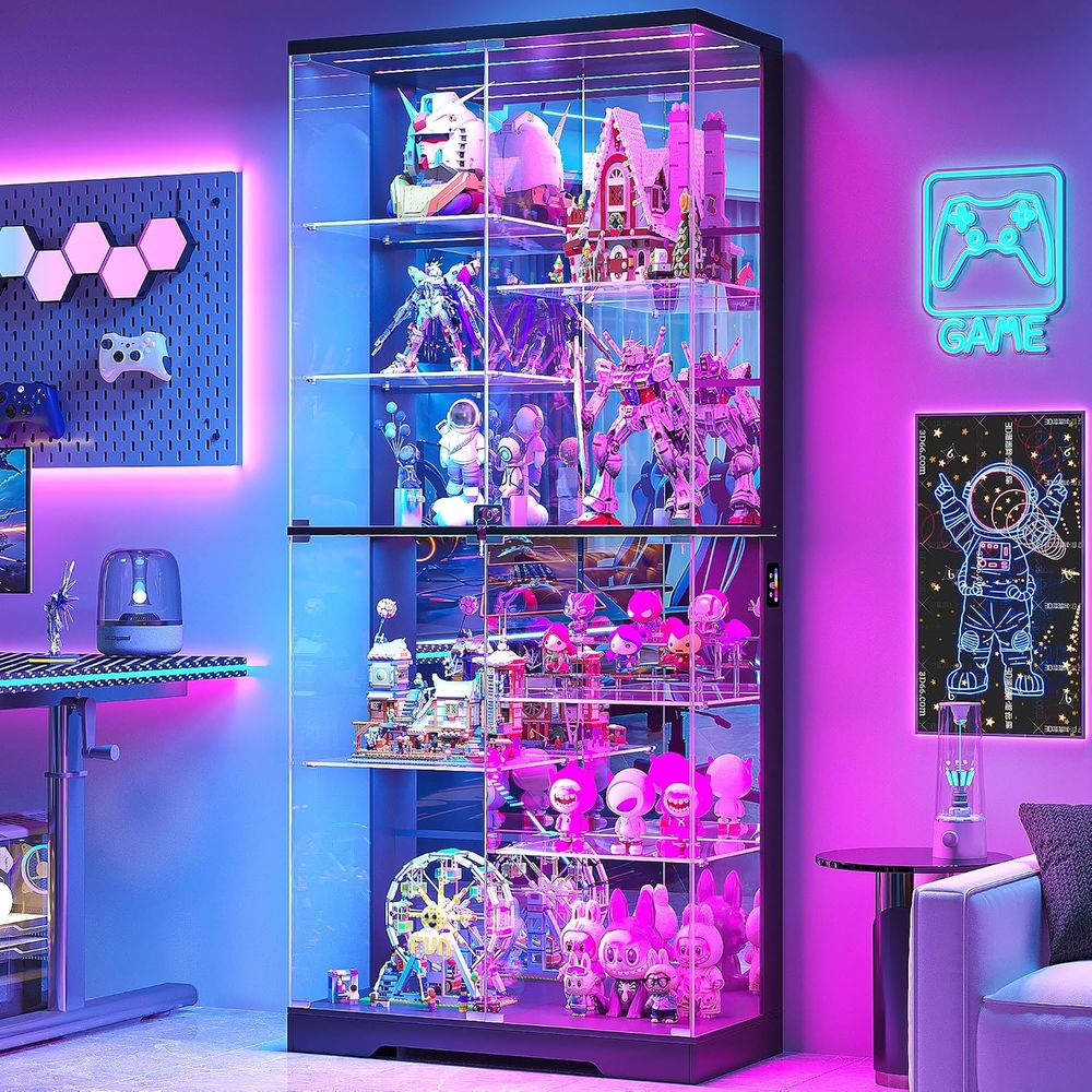 10-Tier Glass Display Cabinet  - Lighting ulasan dan harga