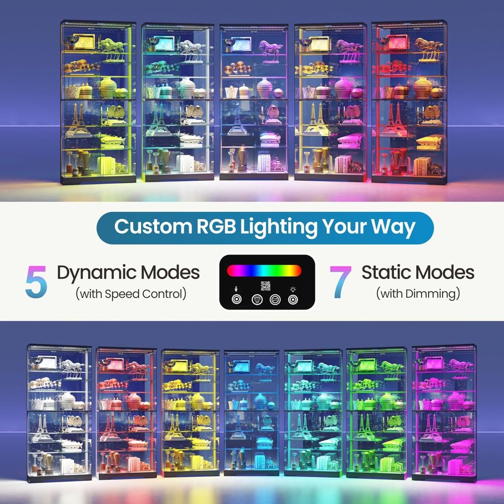 10-Tier Glass Display Cabinet  - Lighting ulasan dan harga