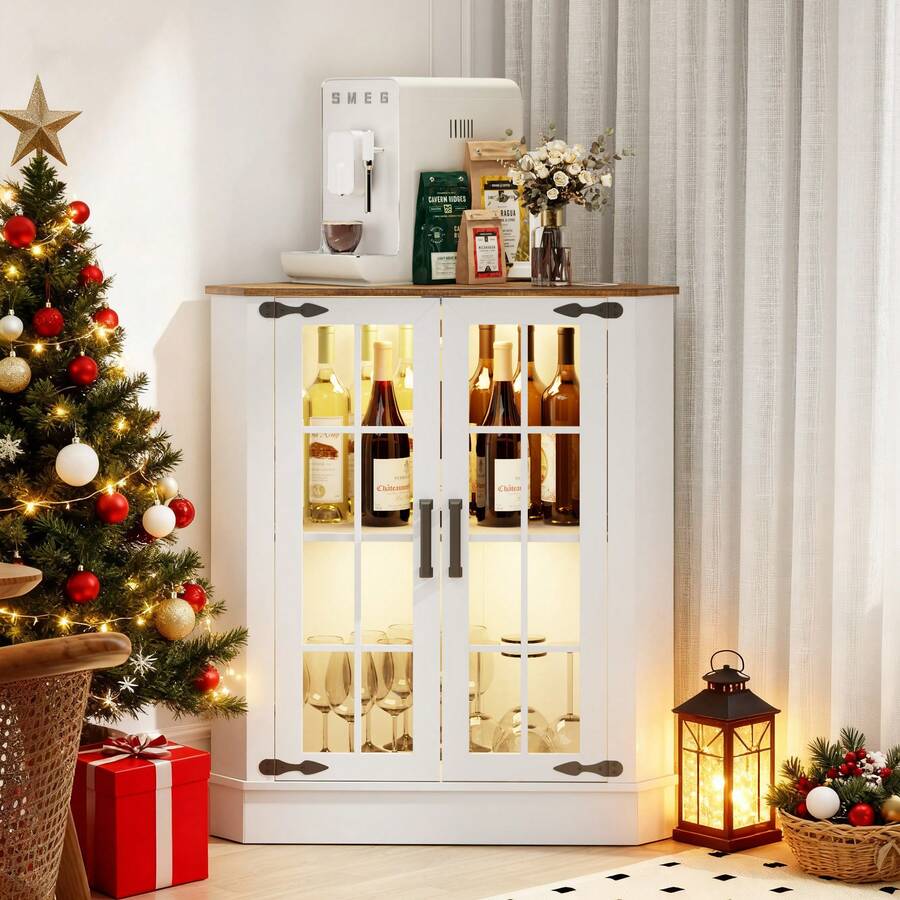 Farmhouse Cabinet With LED Lig - Storage & Organization ulasan dan harga