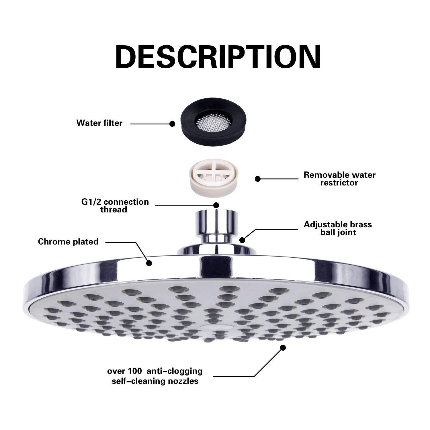 Rainfall Shower Head Big Panel - High Pressure Shower Head Handheld ulasan dan harga