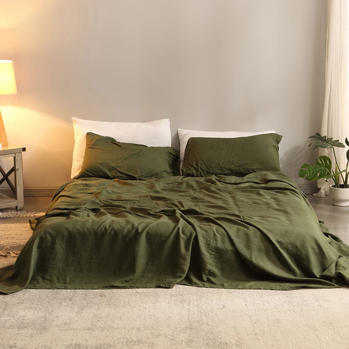 Bed Sheet Set 4 Piece 100% Pur - Fitted Bed Sheets Deep Pocket ulasan dan harga