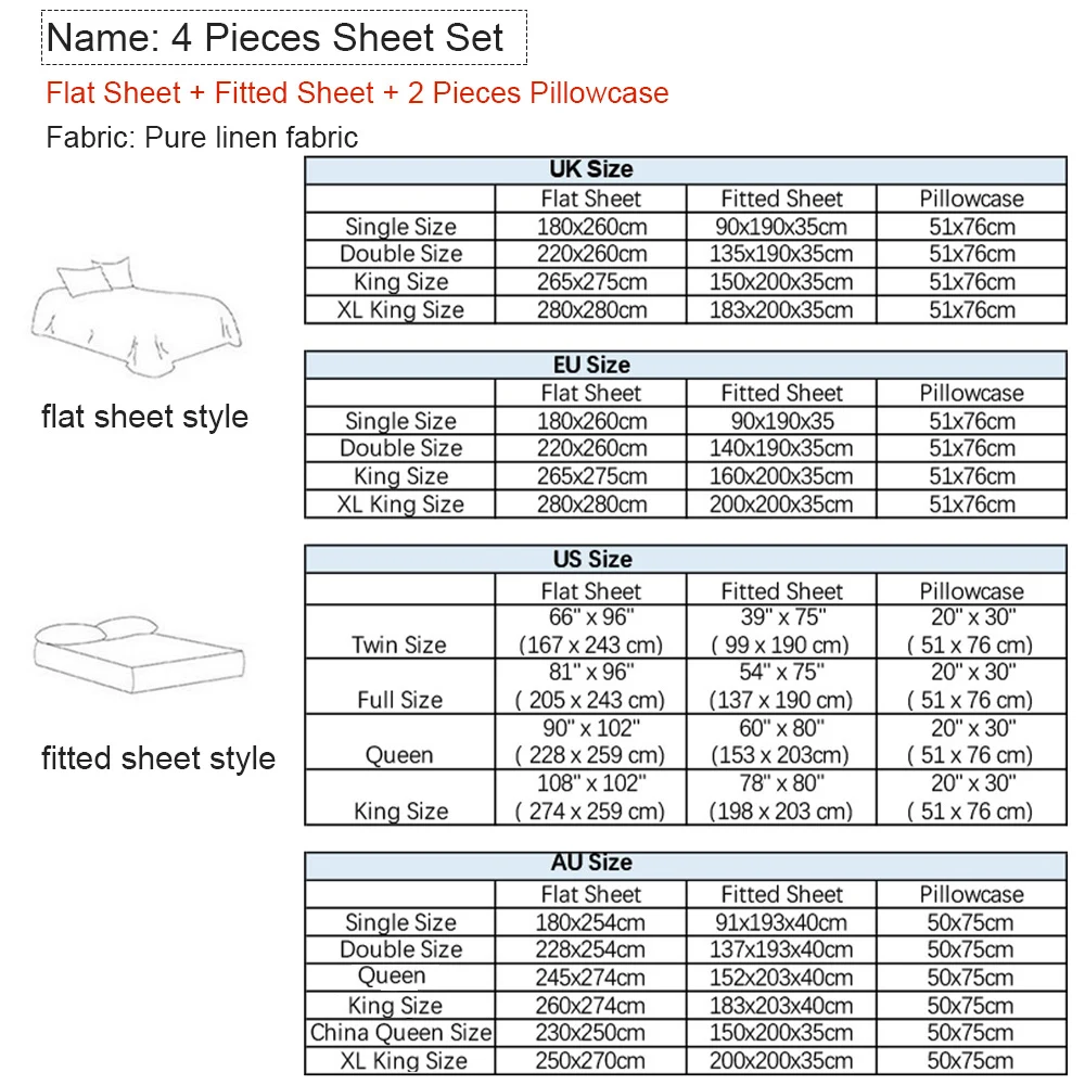 Bed Sheet Set 4 Piece 100% Pur - Fitted Bed Sheets Deep Pocket ulasan dan harga