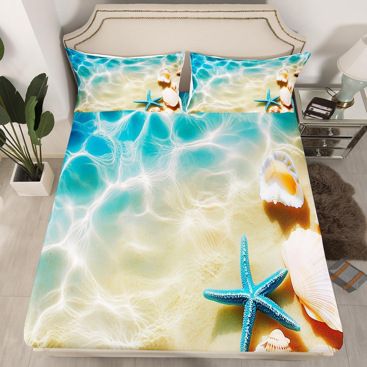Beach Theme Fitted Sheet Seash - Fitted Bed Sheets Deep Pocket ulasan dan harga